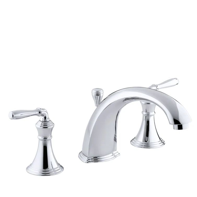 Devonshire Polished Chrome Deck-Mount Bath Faucet with Lever Handles
