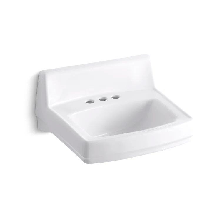 Greenwich White Ceramic Rectangular Wall-Mount Bathroom Sink