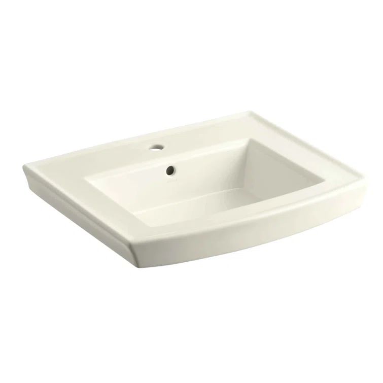 Archer Timeless 24" Rectangular Pedestal Sink in Biscuit Porcelain