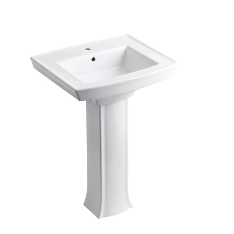 Archer Timeless 24" White Ceramic Rectangular Pedestal Sink