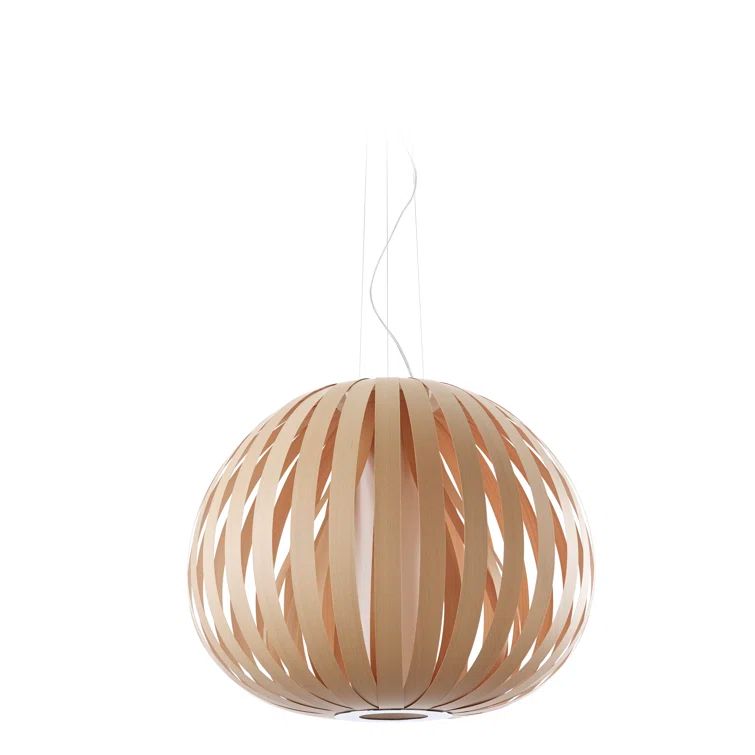 Mini Poppy 1-Light Pendant in Natural Beech with Nickel Finish