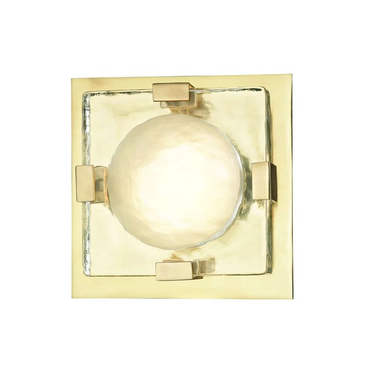 Bourne Aged Brass Dimmable LED Wall Sconce with Etched Glass Shade
