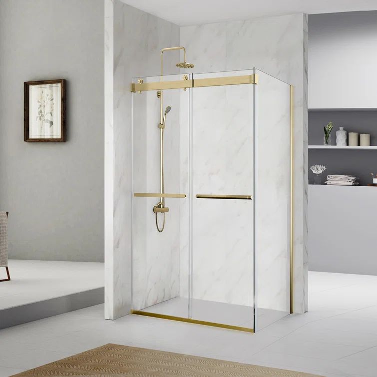 Spezia Gold 48" x 76" Frameless Glass Shower Enclosure