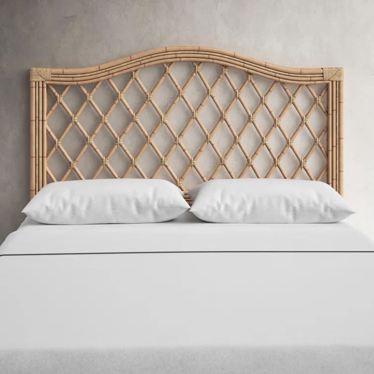 Queen Camelback Wicker and Rattan Headboard