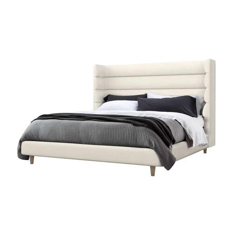 Luxuriant Pearl King Upholstered Wood Frame Bed