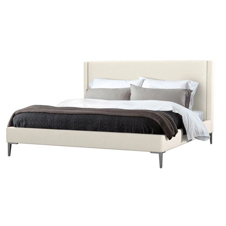 King Pearl Metal Frame Upholstered Linen Bed