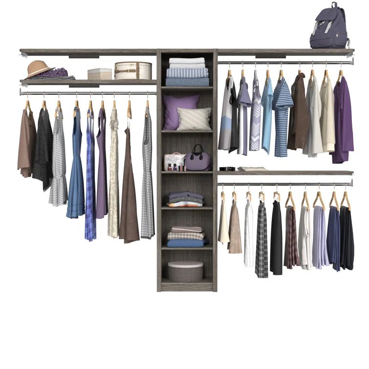 Cool Gray Melamine Adjustable Wood Closet System