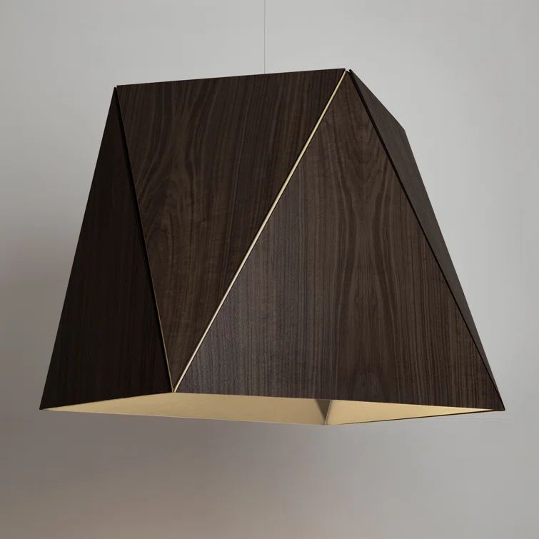 Calx Dark Stained Walnut and Rose Gold 4-Light Geometric Chandelier