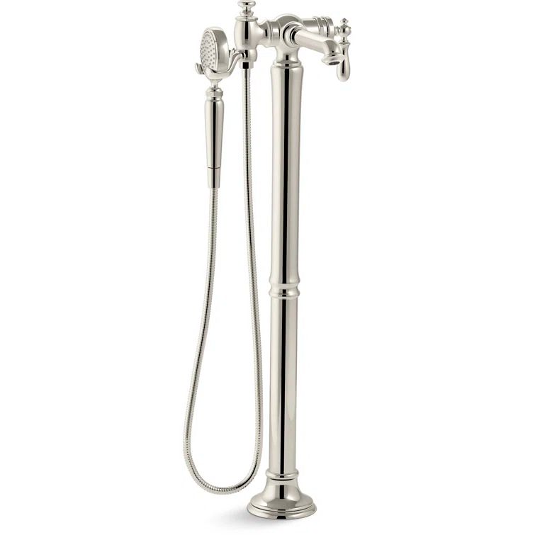 Polished Nickel Freestanding Tub Faucet with Hand Shower
