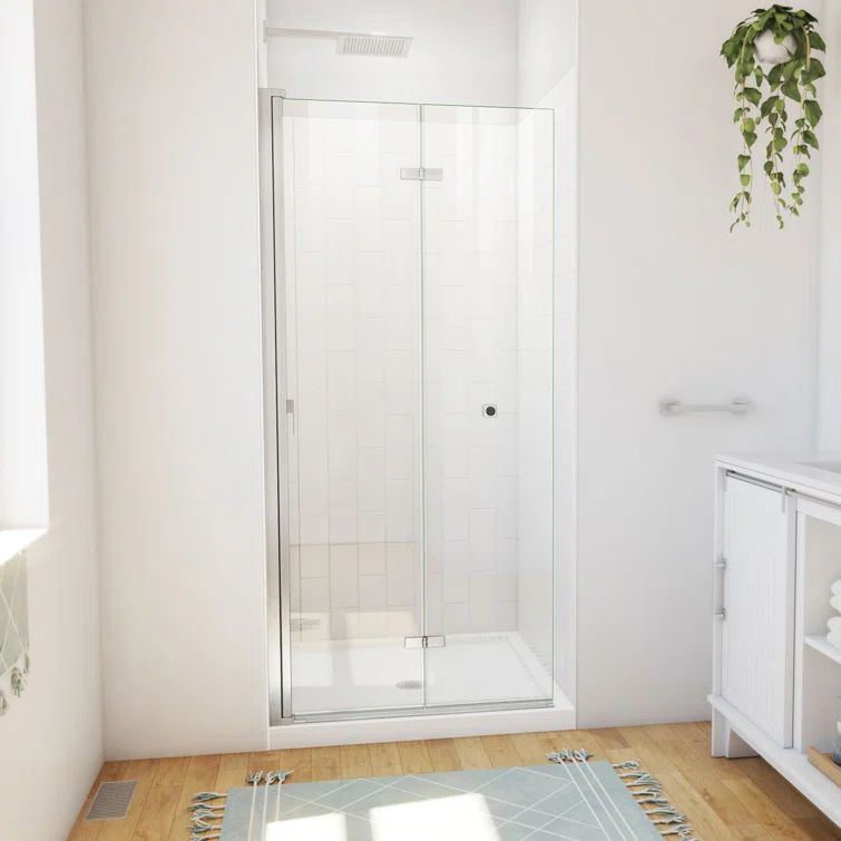 Aqua-Q Fold Frameless Square Shower Kit with Brushed Nickel Finish