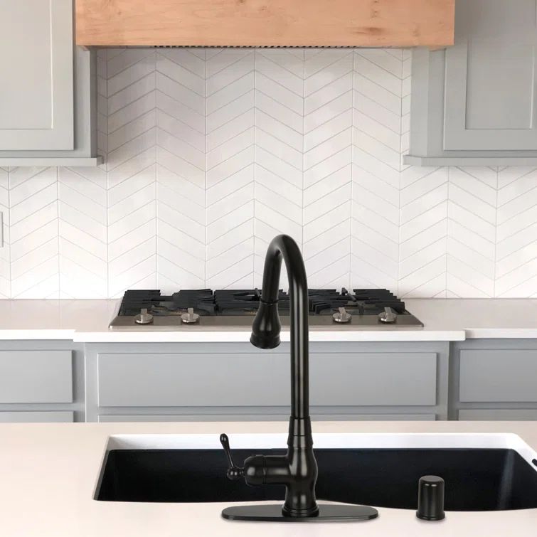 Matte Black Brass Pull-down Kitchen Faucet with Extendable Spray
