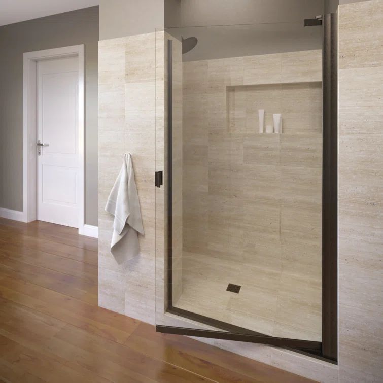 Armon Oil Rubbed Bronze Clear Glass Semi-Frameless Pivot Shower Door