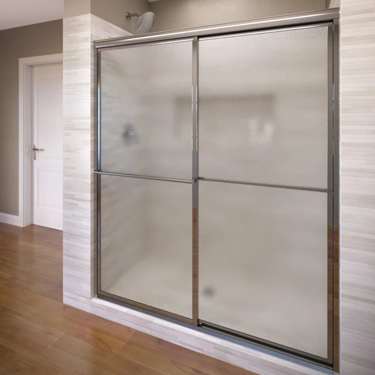 Deluxe 44" x 68" Silver Framed Sliding Shower Door