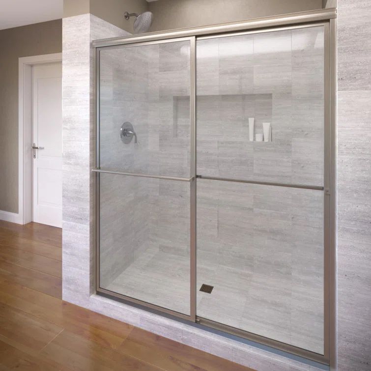 Deluxe 44" x 68" Brushed Nickel Framed Sliding Shower Door