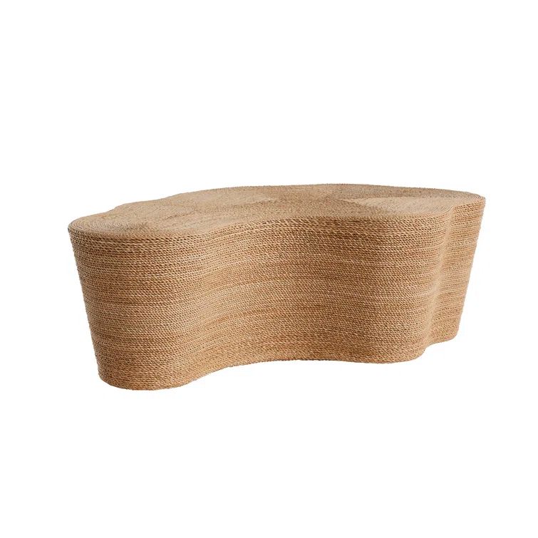 Coastal Charm Organic-Shaped Natural Abaca Cocktail Table