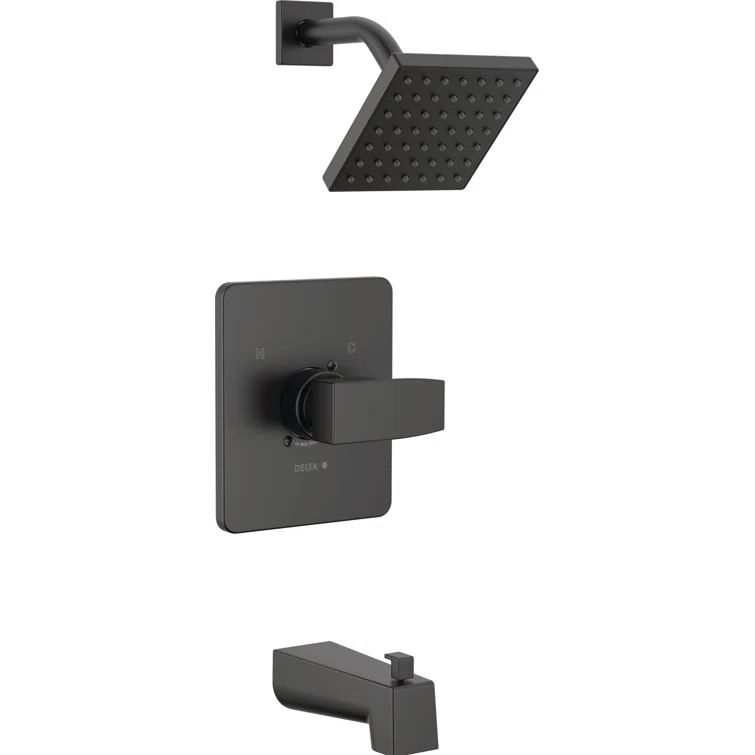 Matte Black Modern Single Function Wall Mounted Tub & Shower Trim Kit