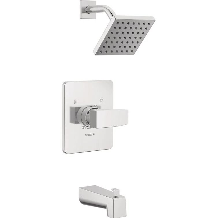 Chrome Single-Handle Square Tub and Shower Trim Kit