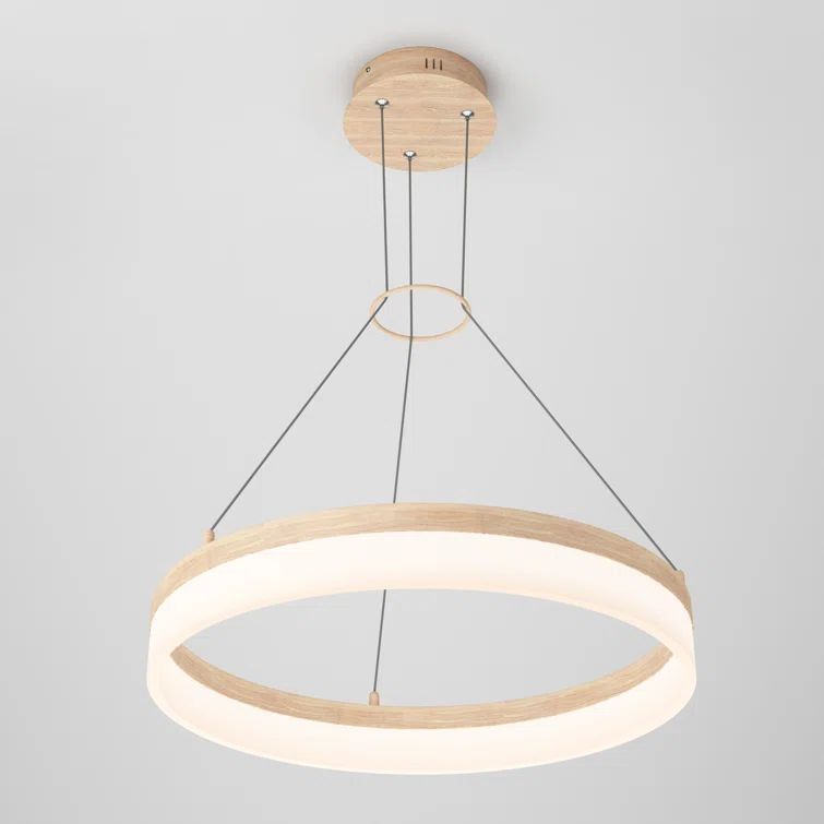 Artika Optical Minimalist Crystal LED Pendant Light in Wood Effect