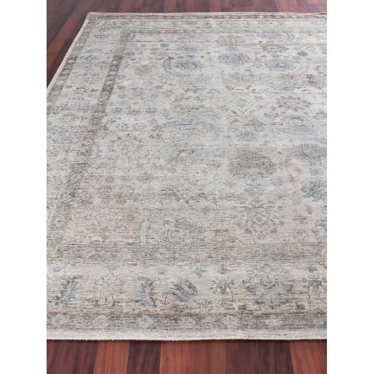 Ivory and Beige Hand-Knotted Wool 10' x 14' Area Rug