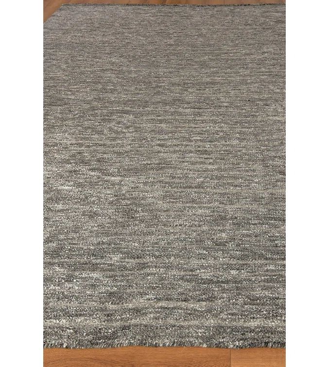 Striated Gray 9' x 12' Hand-Knotted Wool & Viscose Rug