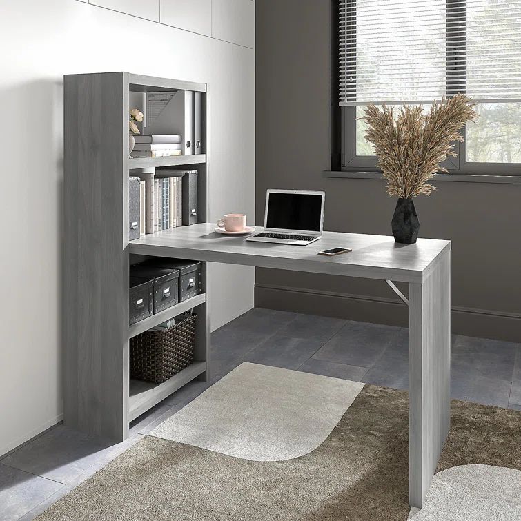 Echo 56" Modern Gray Laminate Bookcase Desk