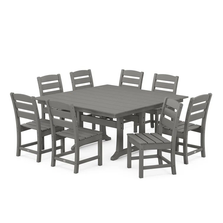 Slate Gray 8-Person Polywood Farmhouse Dining Set