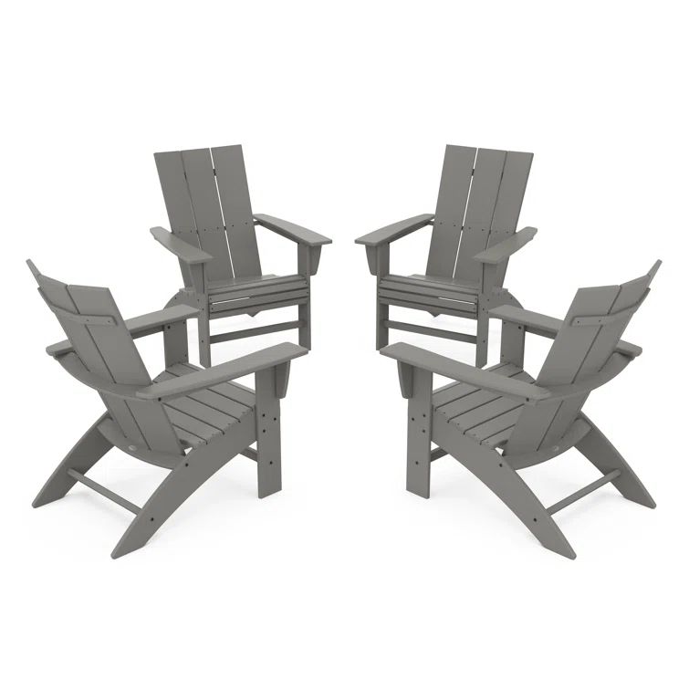 Slate Grey Modern Plastic Adirondack Chair Set with Arms
