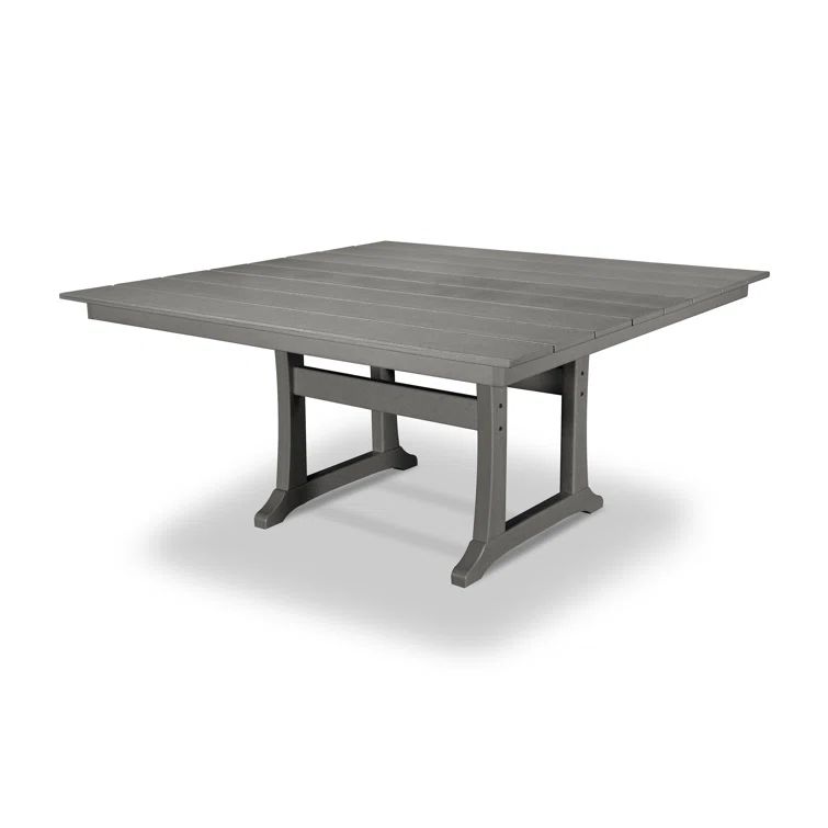 Rustic Gray HDPE Outdoor Farmhouse Trestle Dining Table