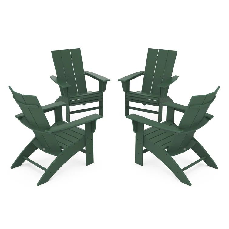 Green Plastic Adirondack Chairs with Arms, Set of 4
