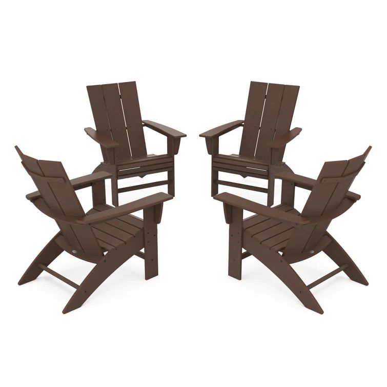 Mahogany Modern Plastic Adirondack Chair Set with Arms