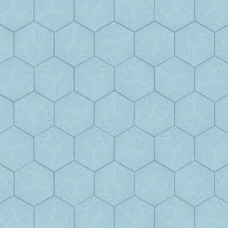Gaudi Aqua Blue Hexagonal Porcelain Floor and Wall Tile
