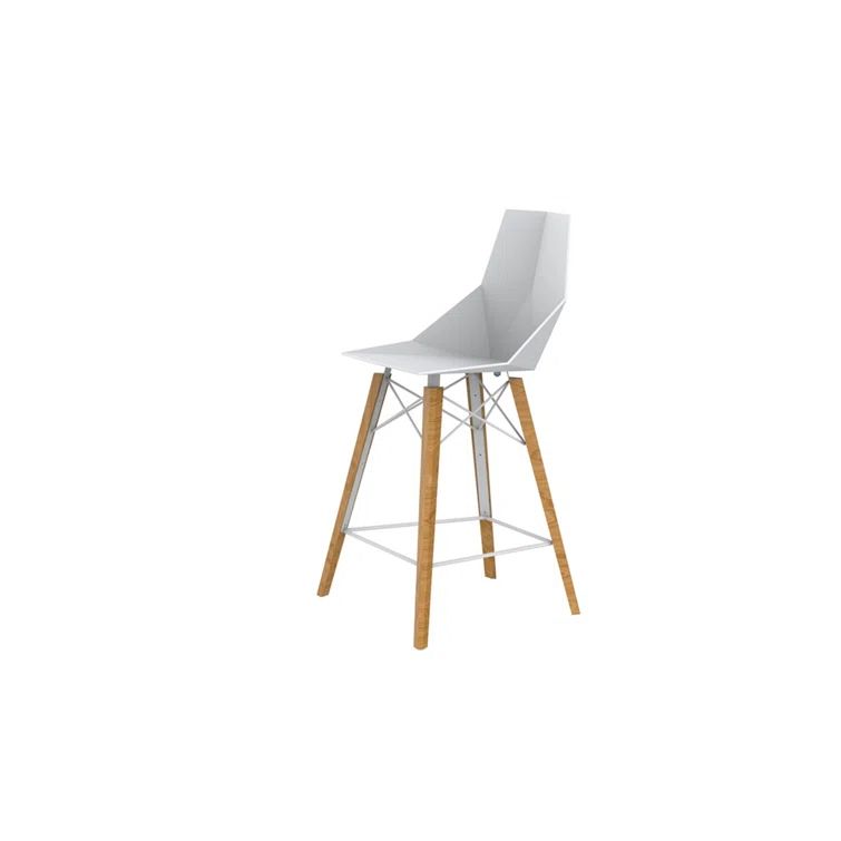 Faz Light Oak and Matte White Counter Stool Set