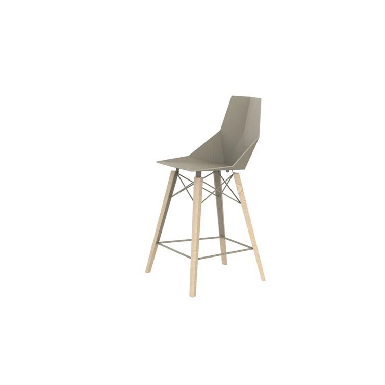 Ecru and Natural Beech Wood 24.75'' Counter Stool