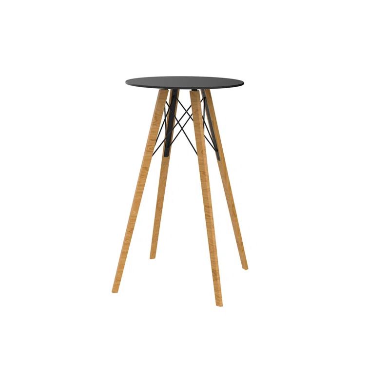 Beech Wood Round Extendable Bar Height Table in Matte Black