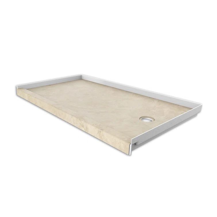 Creme Travertine 60" x 32" Single Threshold Rectangle Shower Base