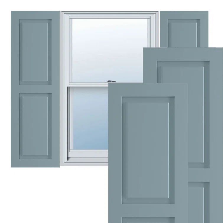 Peaceful Blue PVC Raised Panel Exterior Shutters, 12"W x 55"H