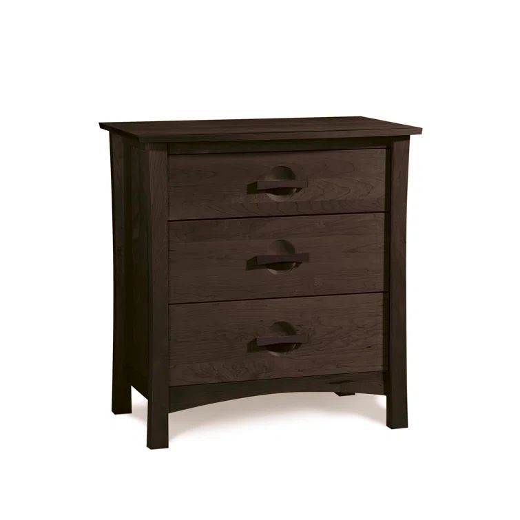 Smoke Cherry 3-Drawer Vertical Dresser with Dark Brown Handles