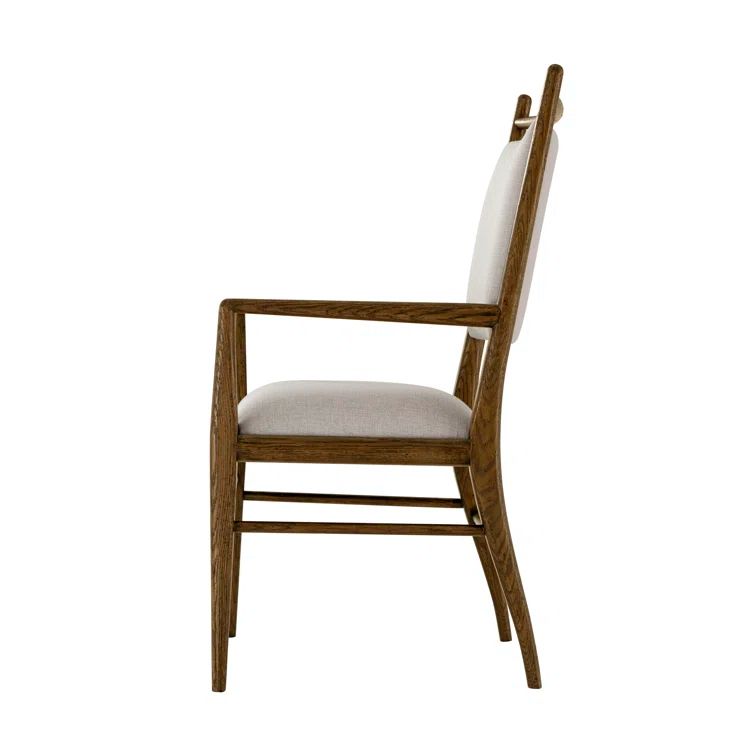 Dusk Linen Upholstered Arm Chair with Wood Frame