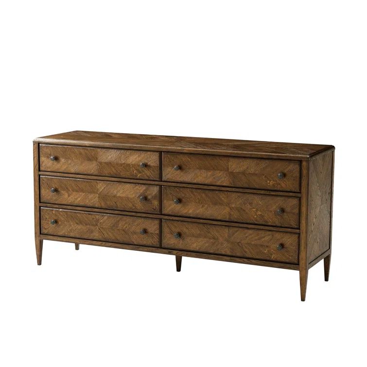 Nova Solid Oak Long Dresser with Verde Bronze Handles, Dusk Finish