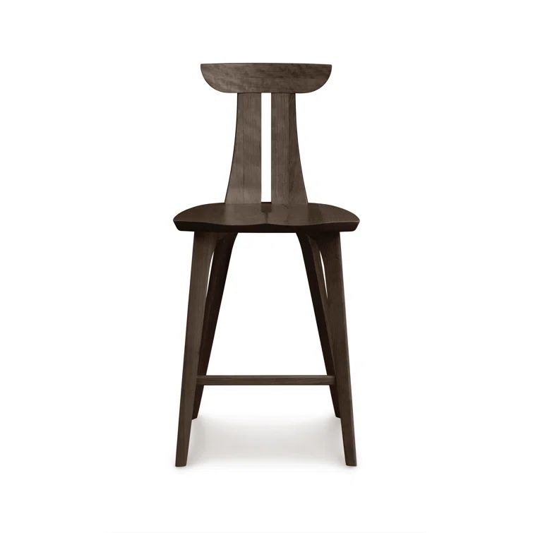 Estelle Smoke Cherry Solid Wood Counter Stool with Saddle Base
