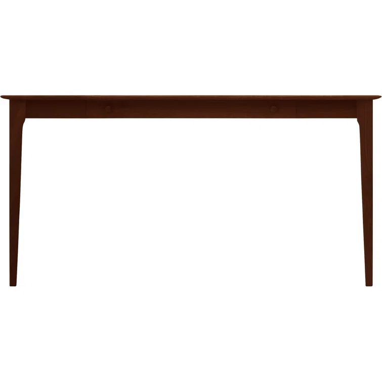 Cognac Cherry Solid Wood Computer Desk with Drawer and Keyboard Tray