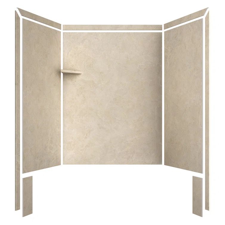 Royale 60" x 36" x 80" Creme Travertine Glue Up Alcove Shower Wall Surround