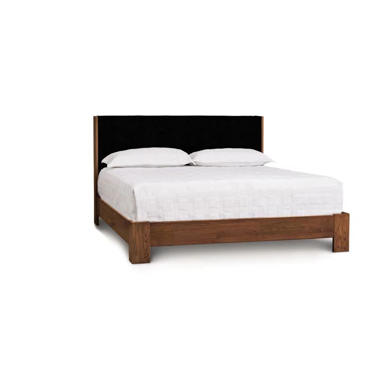 King Size Microsuede Onyx Upholstered Wood Frame Bed