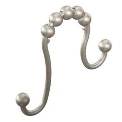 Polished Nickel Double Hook Shower Curtain Rings, Pack of 12