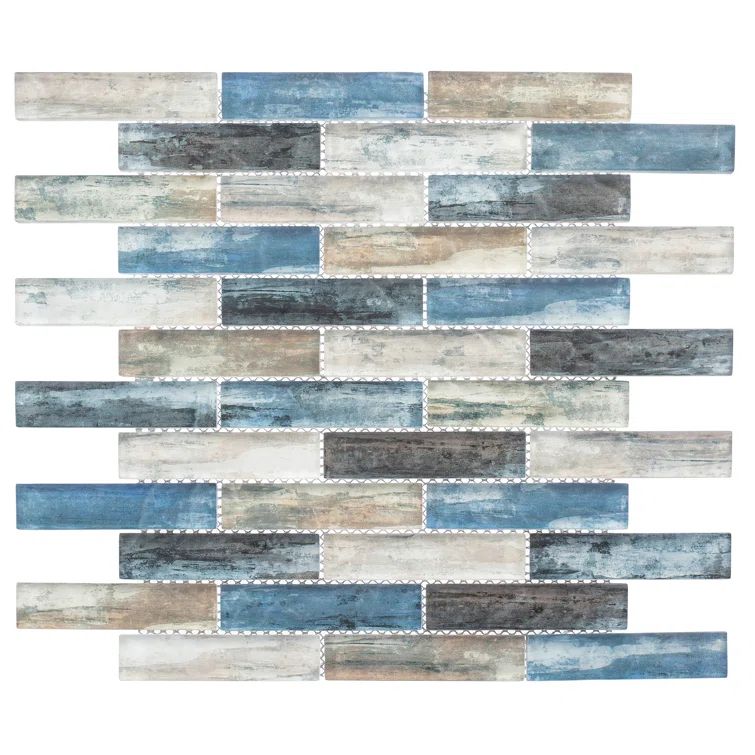 Giovan Blue and Gray Glass Brick Joint Mosaic Tile