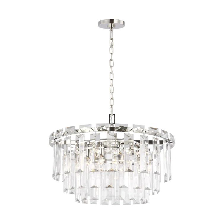 Elegant Arden Polished Nickel & Crystal 24" Tiered Chandelier