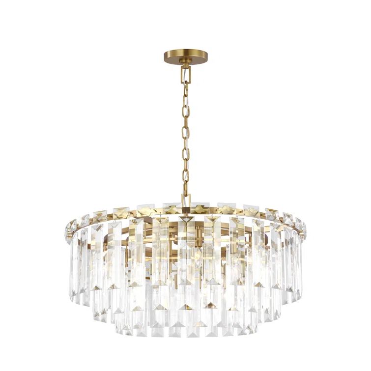Elegant Burnished Brass and Crystal 16-Light Chandelier