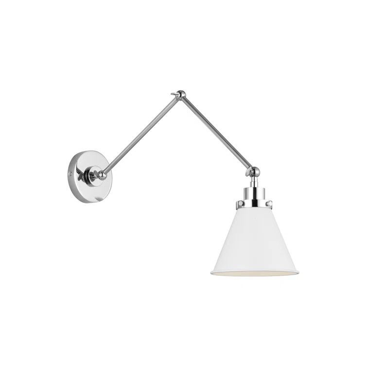 Matte White and Polished Nickel Swing Arm Wall Sconce