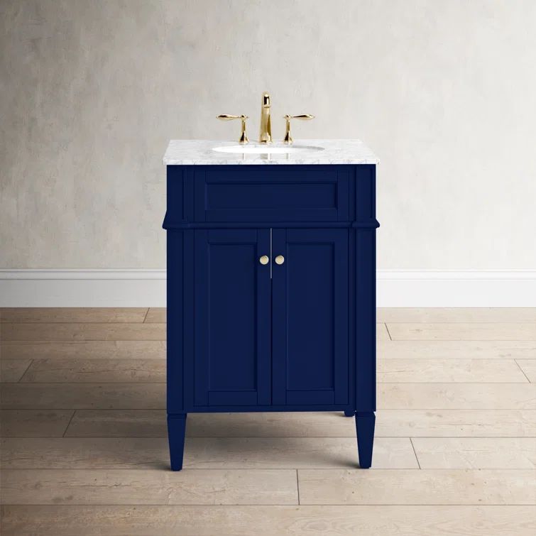 Urbane Blue 24" Single Freestanding Bathroom Vanity with Gold Knobs
