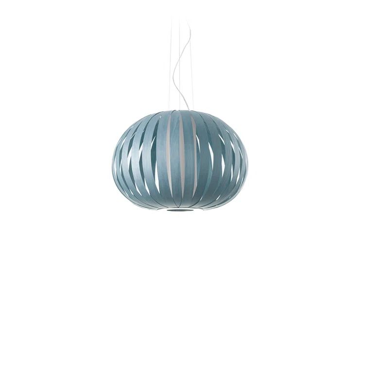 Aurora Blue Globe LED Pendant Light with Nickel Accents